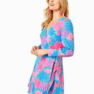 Lilly Pulitzer Blue and Pink Floral Midi Dress